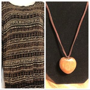 NWT Wooden Heart on a Leather Cord